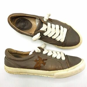 Frye Sneakers Kira Low Top Disressed Leather Lace Up Women's Size 6.5